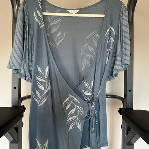 Lucky Brand Blue Wrap Top